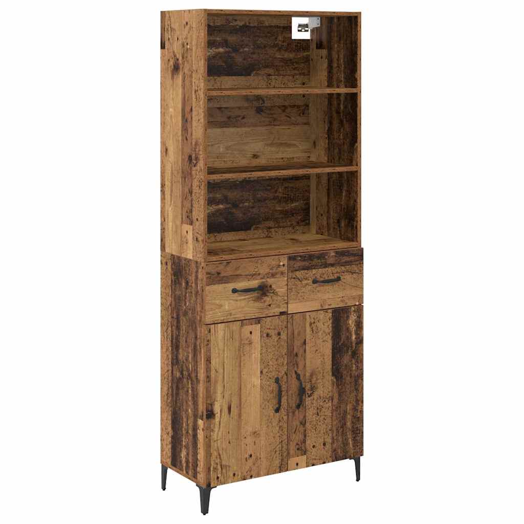 Highboard Altholz 69,5 x 34 x 180 cm Holzwerkstoff