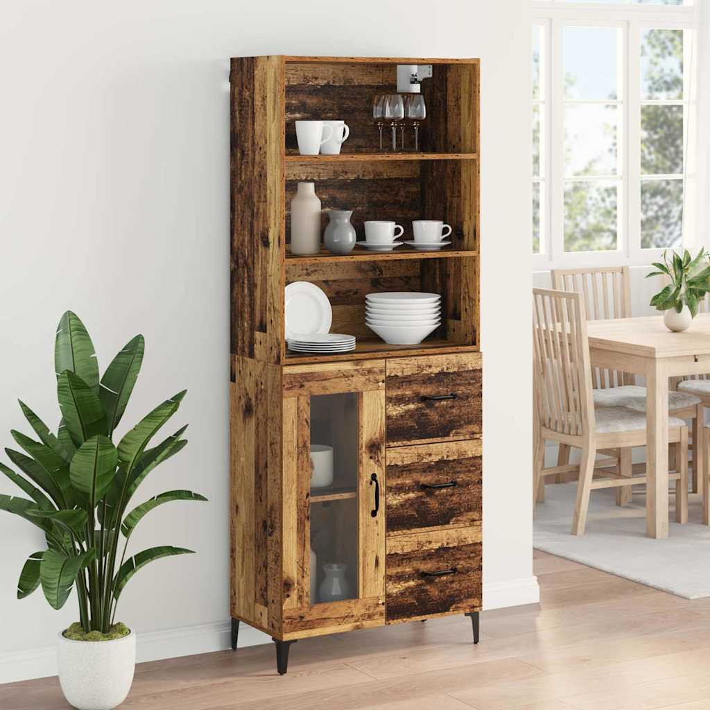 Highboard Altholz 69,5 x 34 x 180 cm Holzwerkstoff