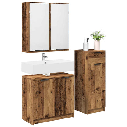 Badezimmermöbel-Set mit Schubladen 3 pcs Altholz Holzwerkstoff