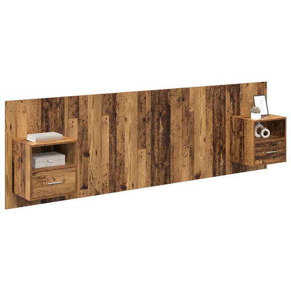 Kopfteil mit Schrank mit Schubladen 3 pcs Altholz Holzwerkstoff