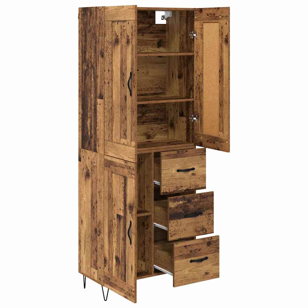 Highboard Altholz 69,5 x 34 x 180 cm Holzwerkstoff