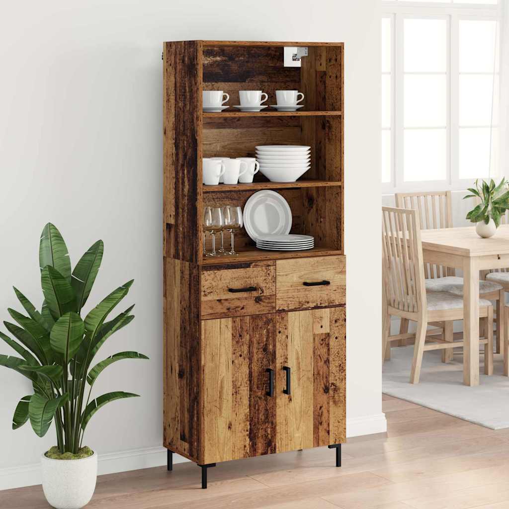 Highboard Altholz 69,5 x 34 x 180 cm Holzwerkstoff