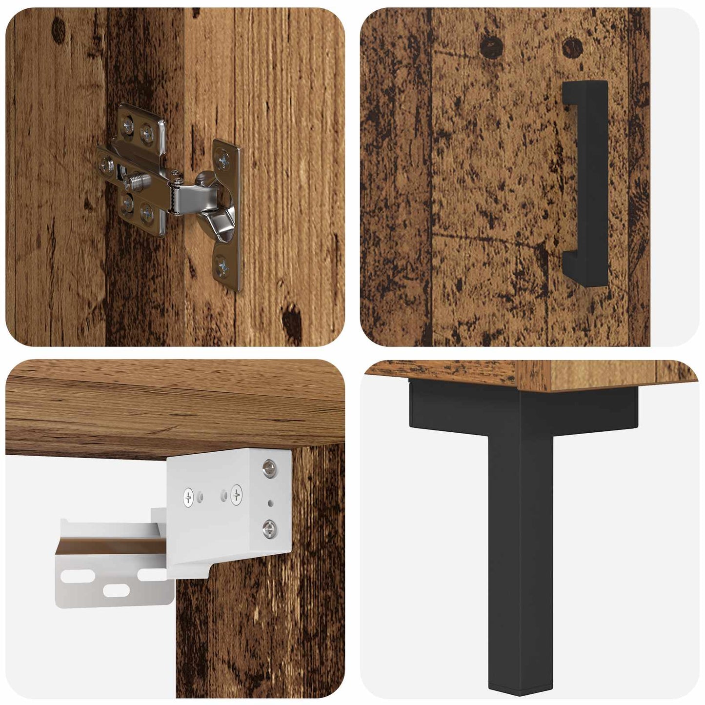 Highboard Altholz 69,5 x 34 x 180 cm Holzwerkstoff