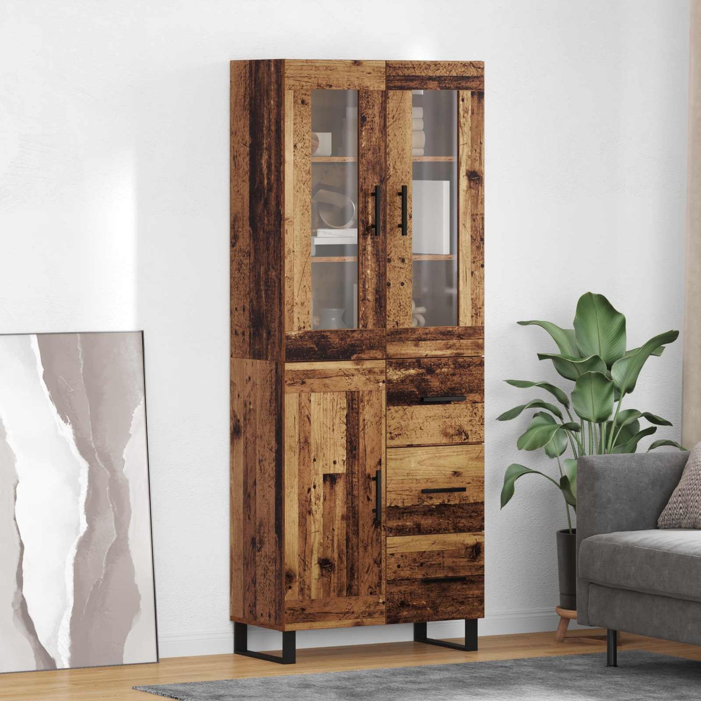 Highboard mit Schubladen 2 pcs Altholz Holzwerkstoff