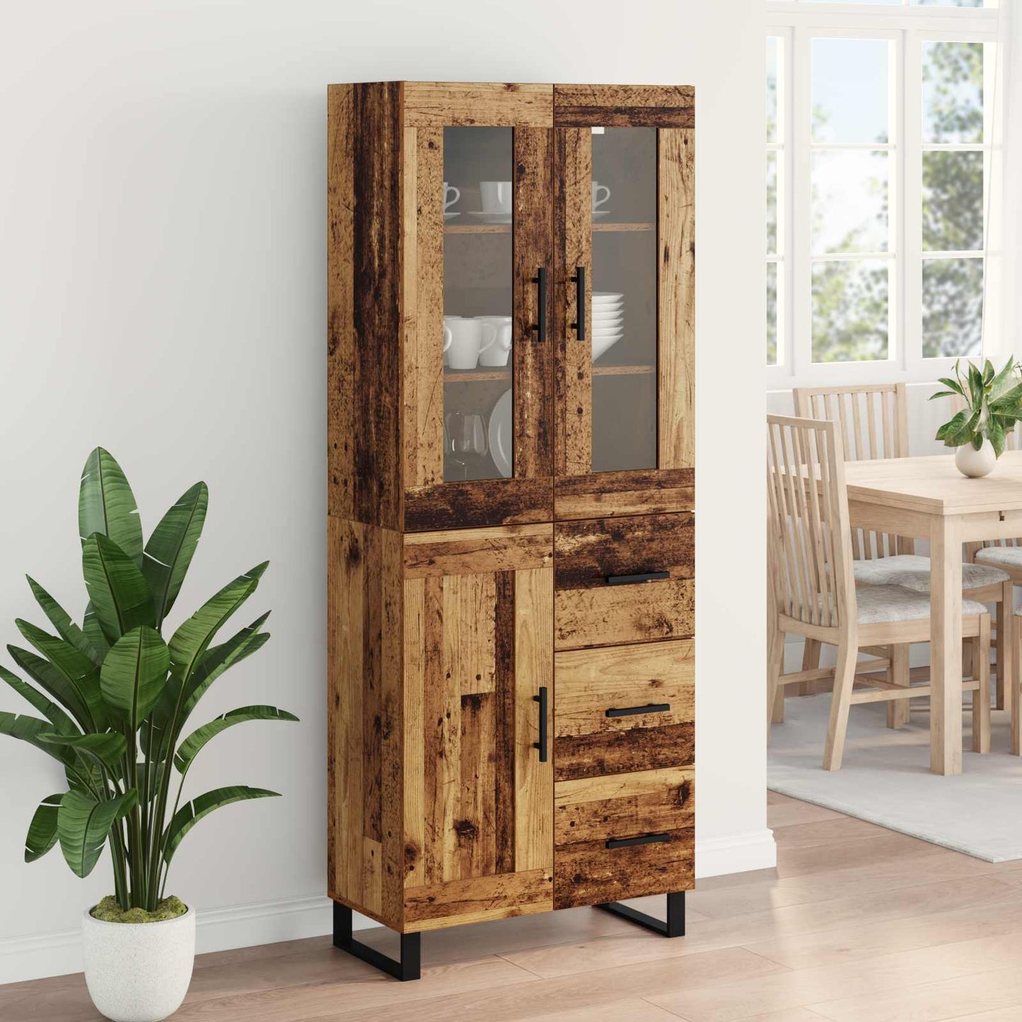 Highboard mit Schubladen 2 pcs Altholz Holzwerkstoff