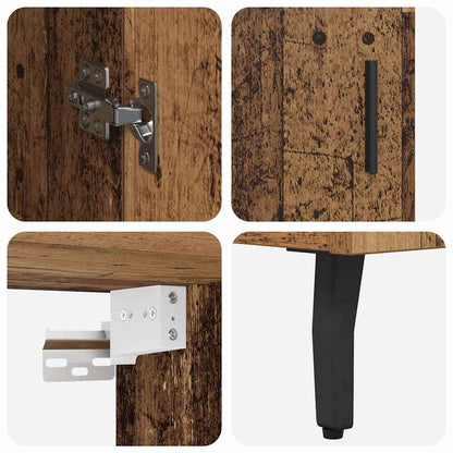 Highboard 2 pcs Altholz Engineered Wood und Glas