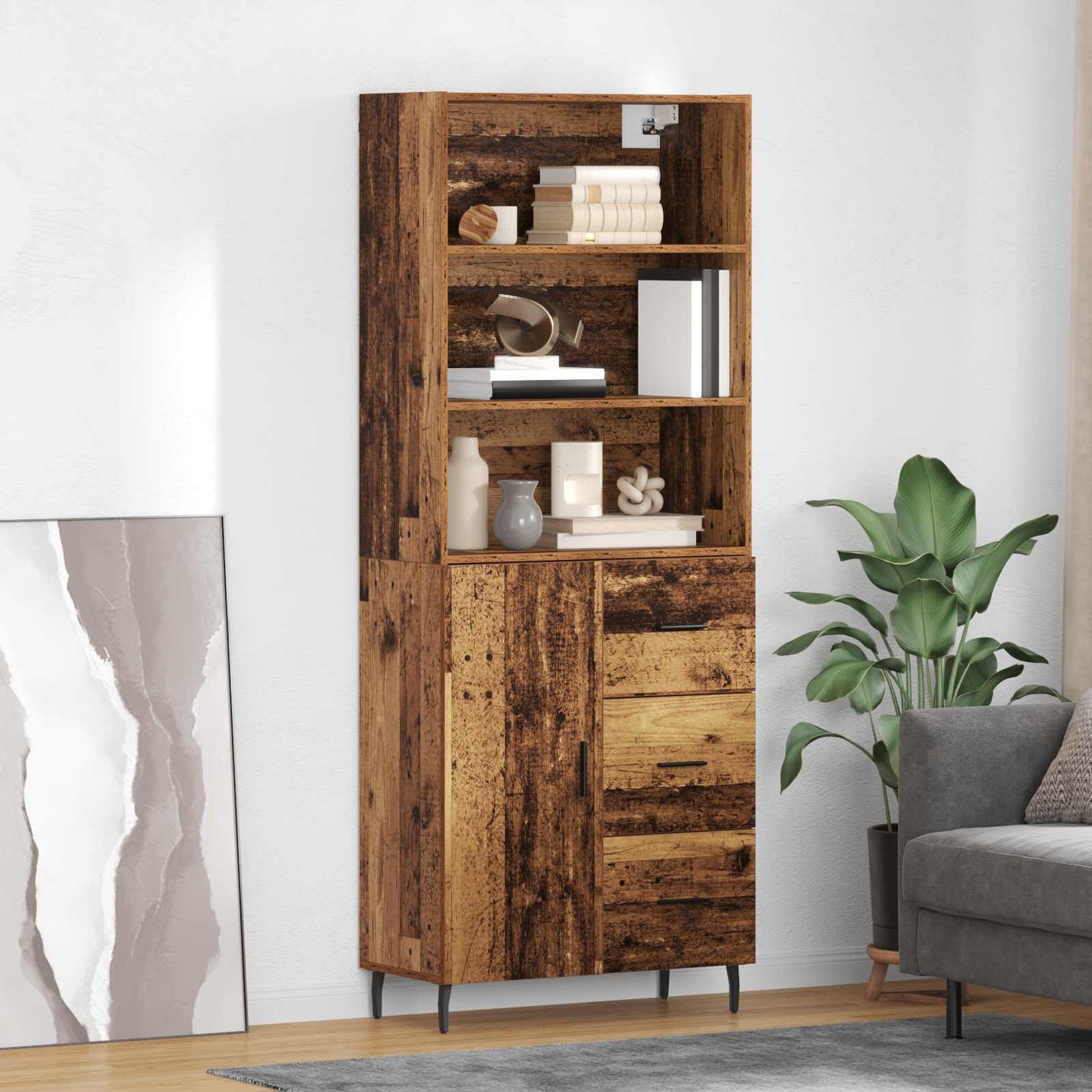 Highboard mit Schubladen 2 pcs Altholz Holzwerkstoff