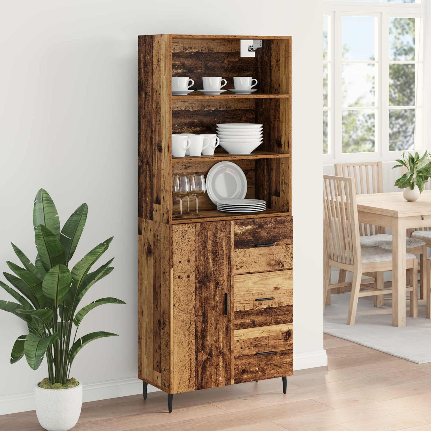 Highboard mit Schubladen 2 pcs Altholz Holzwerkstoff