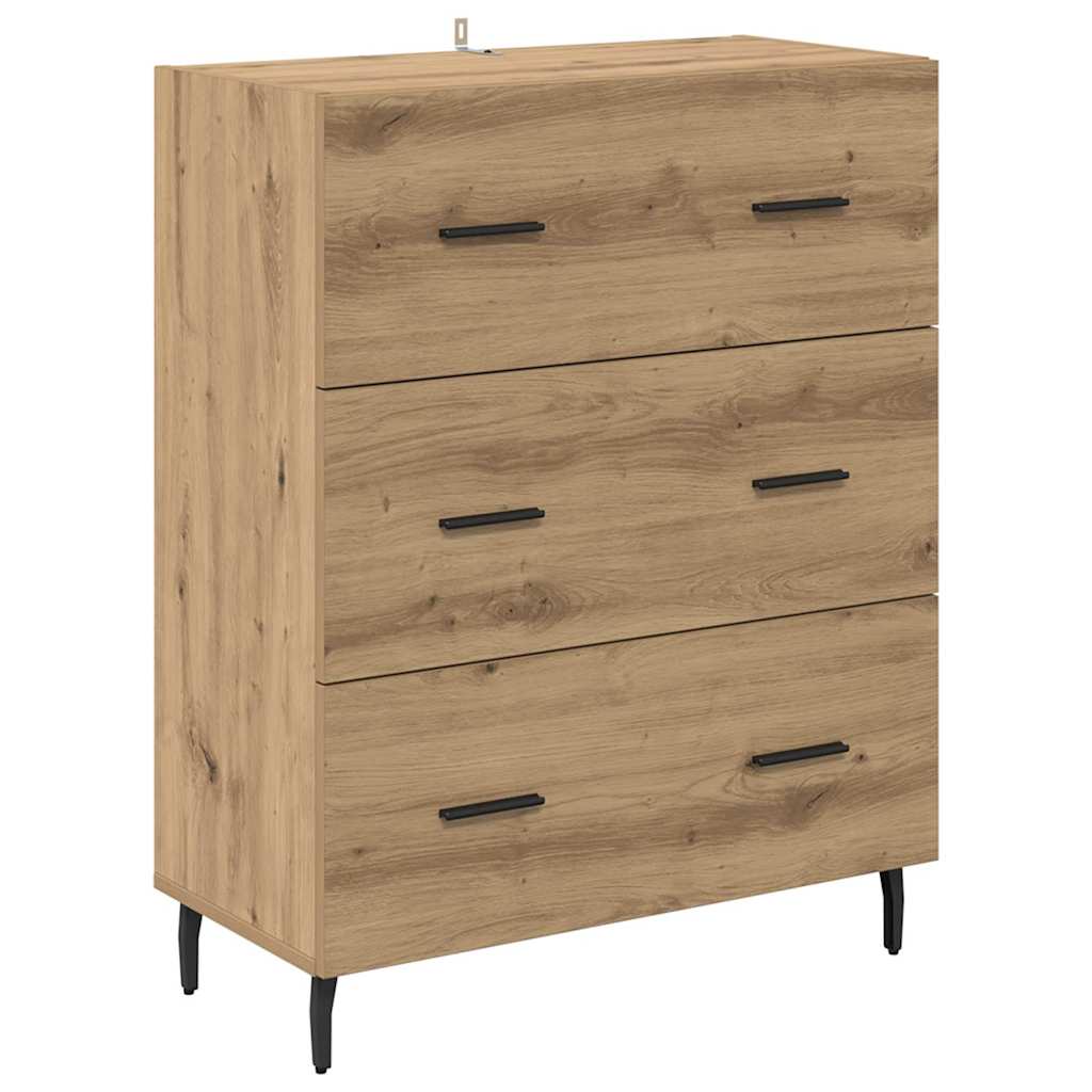 Highboard 2 pcs Artisan-Eiche Engineered Wood und Glas