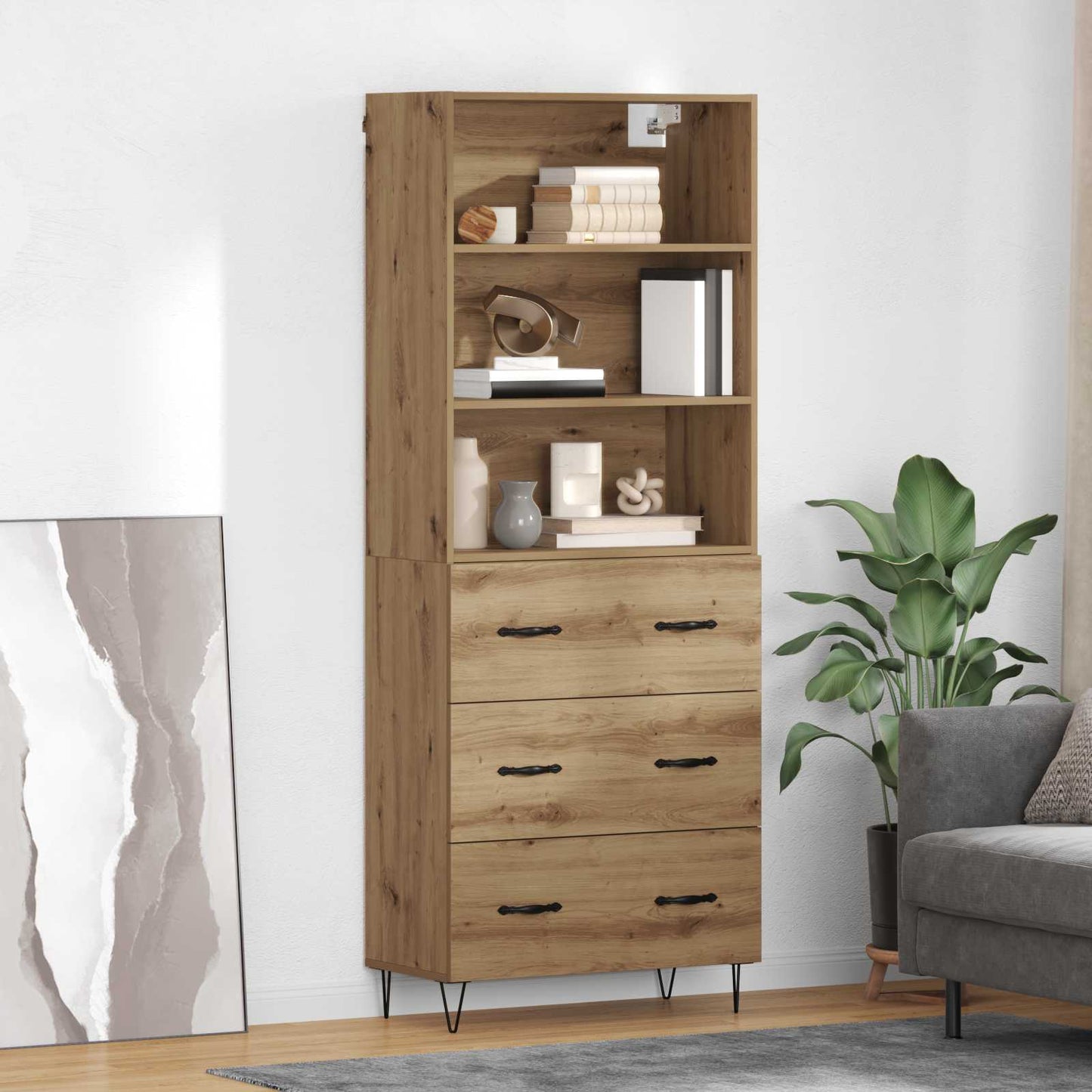 Highboard mit Schubladen 2 pcs Artisan-Eiche Holzwerkstoff
