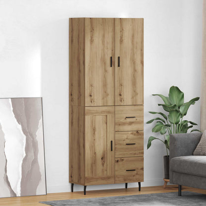 Highboard 2 pcs Artisan-Eiche Engineered Wood und Glas