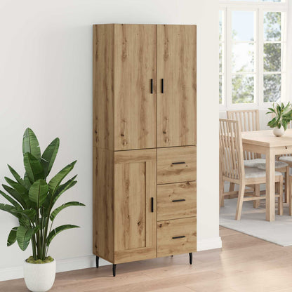 Highboard 2 pcs Artisan-Eiche Engineered Wood und Glas