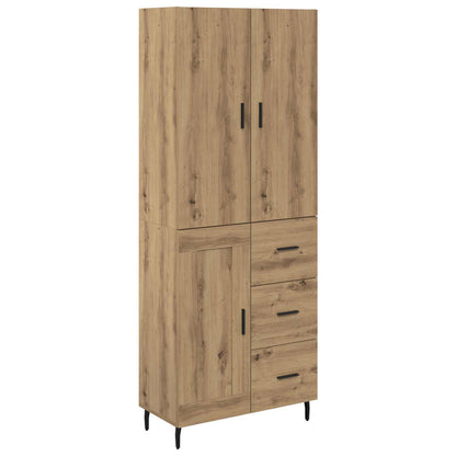 Highboard 2 pcs Artisan-Eiche Engineered Wood und Glas