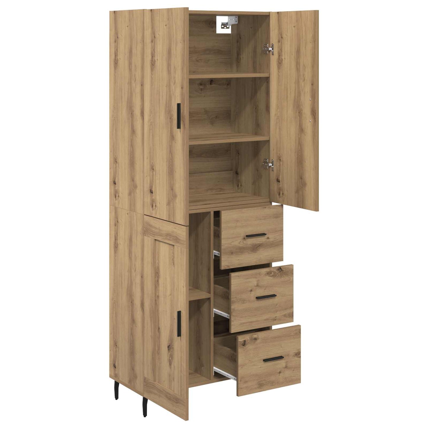 Highboard 2 pcs Artisan-Eiche Engineered Wood und Glas