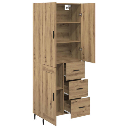 Highboard 2 pcs Artisan-Eiche Engineered Wood und Glas