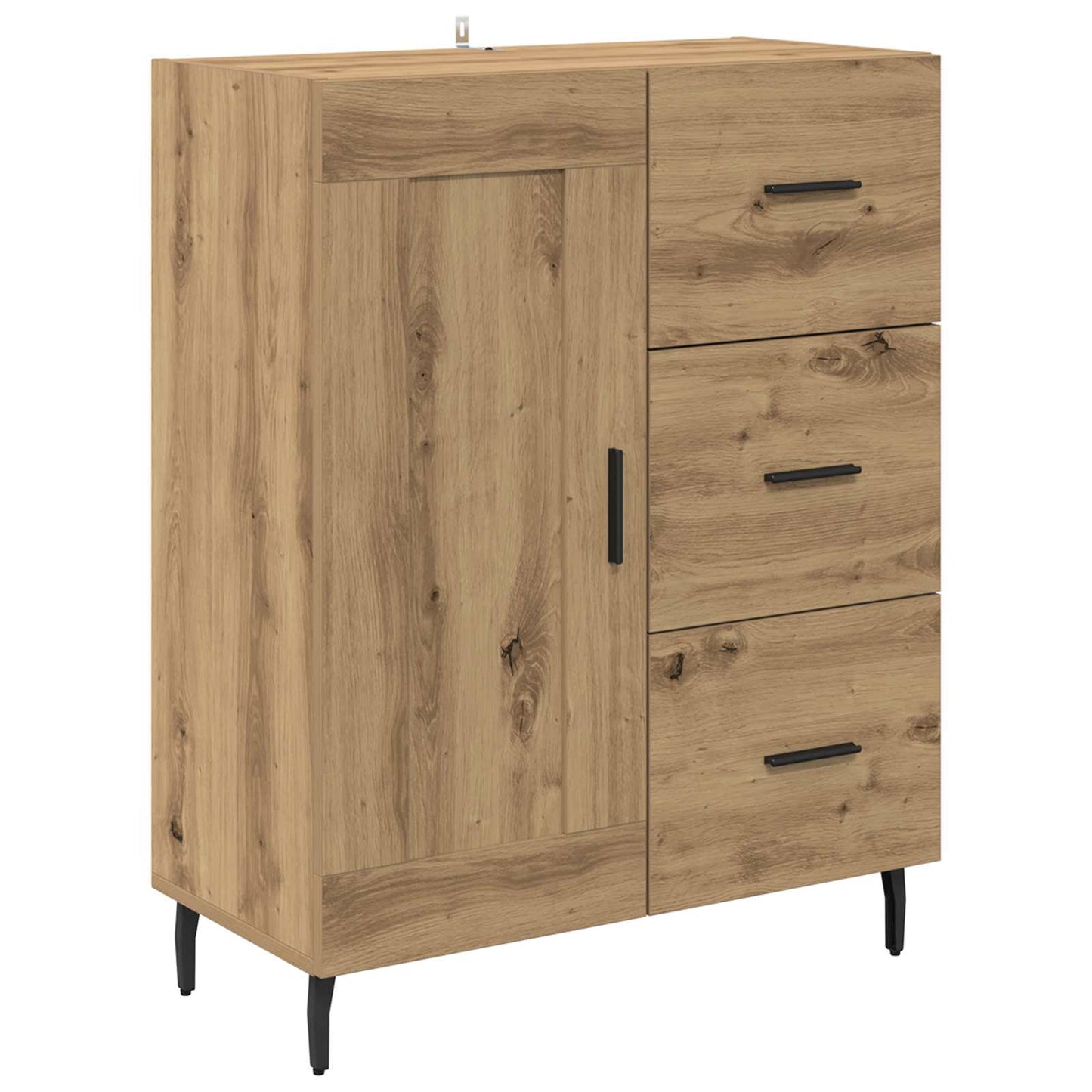 Highboard 2 pcs Artisan-Eiche Engineered Wood und Glas