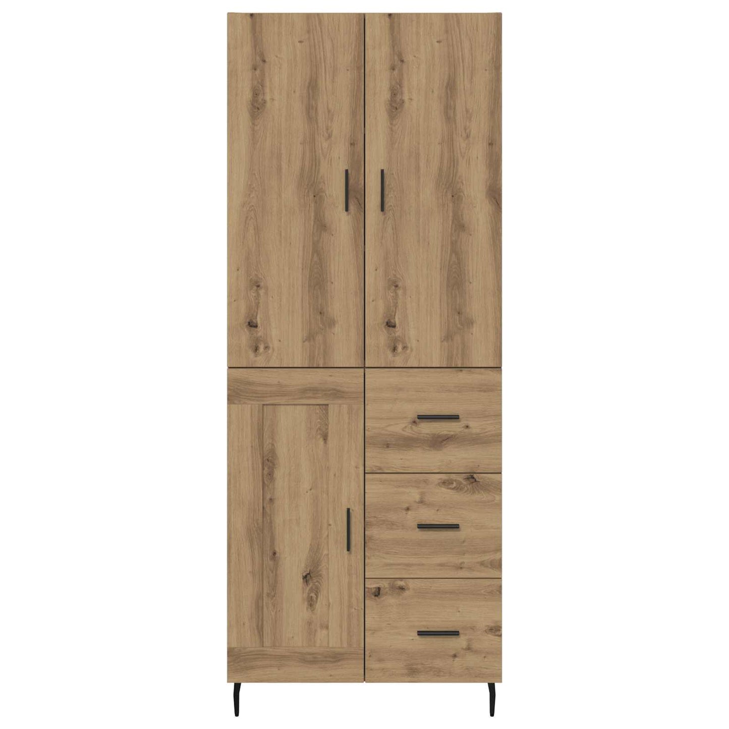 Highboard 2 pcs Artisan-Eiche Engineered Wood und Glas