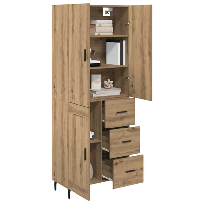Highboard 2 pcs Artisan-Eiche Engineered Wood und Glas