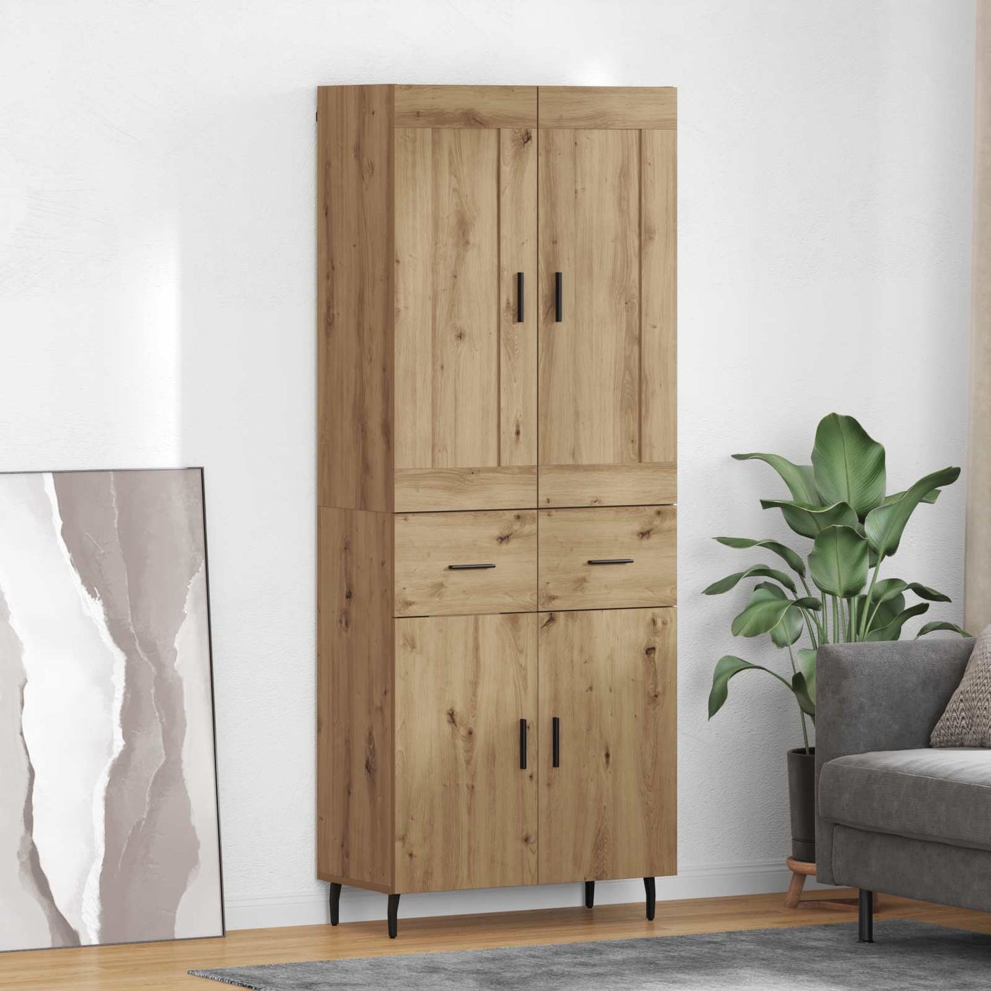 Highboard mit Schubladen 2 pcs Artisan-Eiche Holzwerkstoff