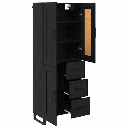 Highboard Schwarz Eichen-Optik 69,5 x 34 x 180 cm Holzwerkstoff