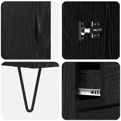 Highboard 2 Stück Schwarz Eichen-Optik Ingenieurholz und Glas