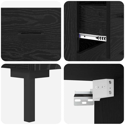 Highboard Schwarz Eichen-Optik 69,5 x 34 x 180 cm Holzwerkstoff