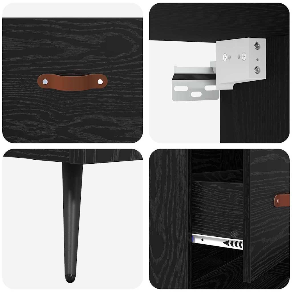 Highboard Schwarz Eichen-Optik 69,5 x 34 x 180 cm Holzwerkstoff