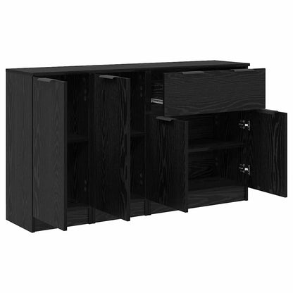 Sideboard 3 pcs Schwarz Eichen-Optik Holzwerkstoff