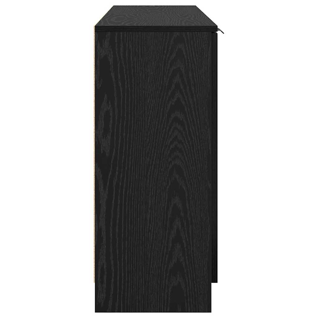 Sideboard 3 pcs Schwarz Eichen-Optik Holzwerkstoff