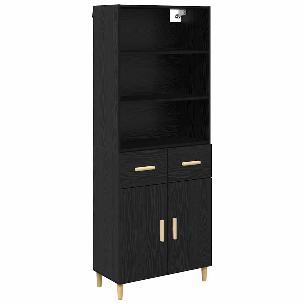 Highboard Schwarz Eichen-Optik 69,5 x 32,5 x 180 cm