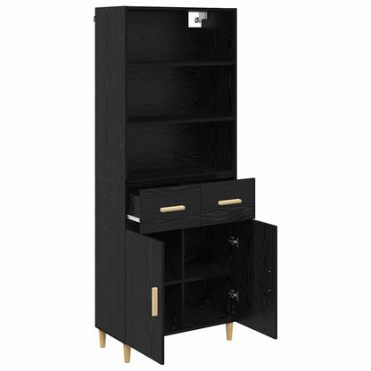 Highboard Schwarz Eichen-Optik 69,5 x 32,5 x 180 cm