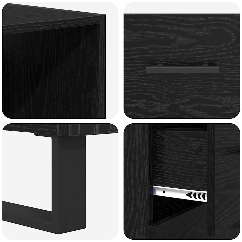 Highboard Schwarz Eichen-Optik 69,5 x 34 x 180 cm Holzwerkstoff