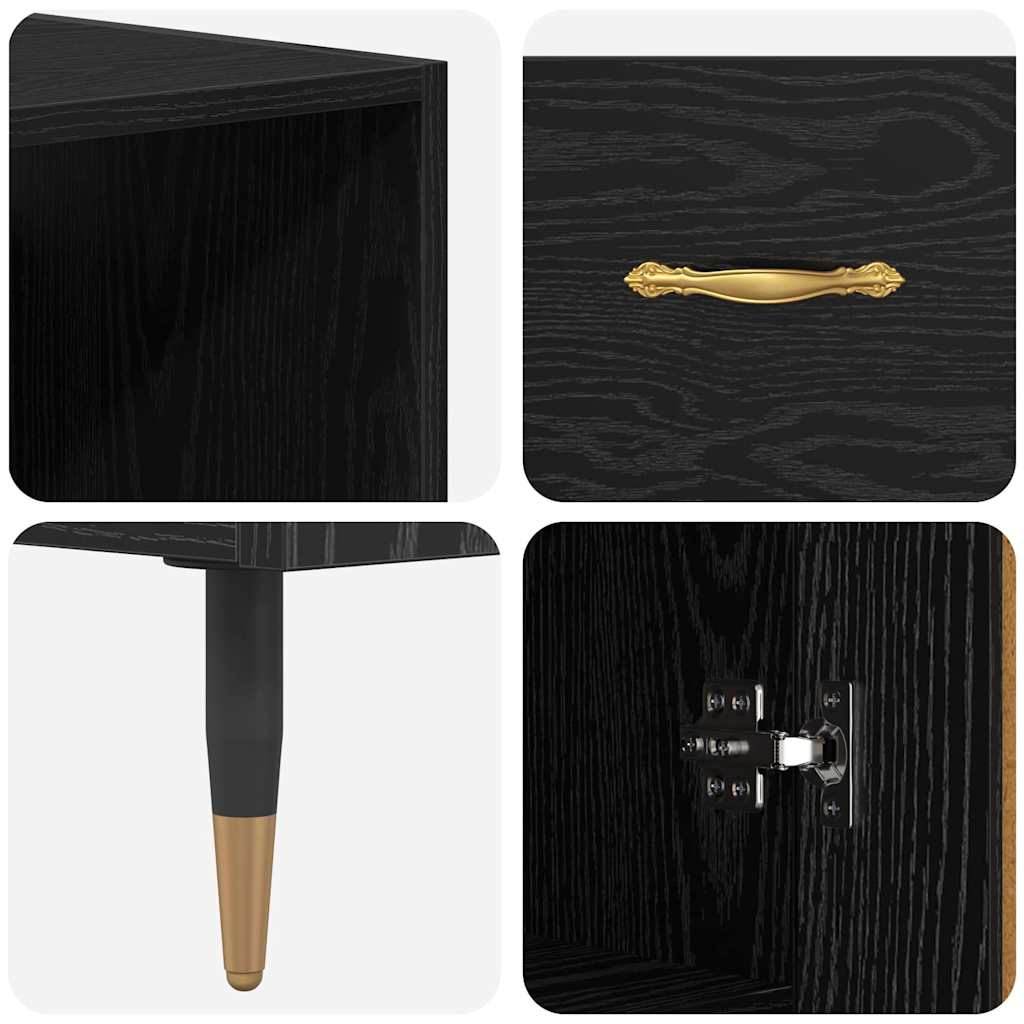 Highboard Schwarz Eichen-Optik 69,5 x 34 x 180 cm Holzwerkstoff