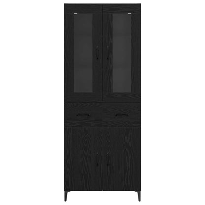 Highboard Schwarz Eichen-Optik 69,5 x 34 x 180 cm Holzwerkstoff