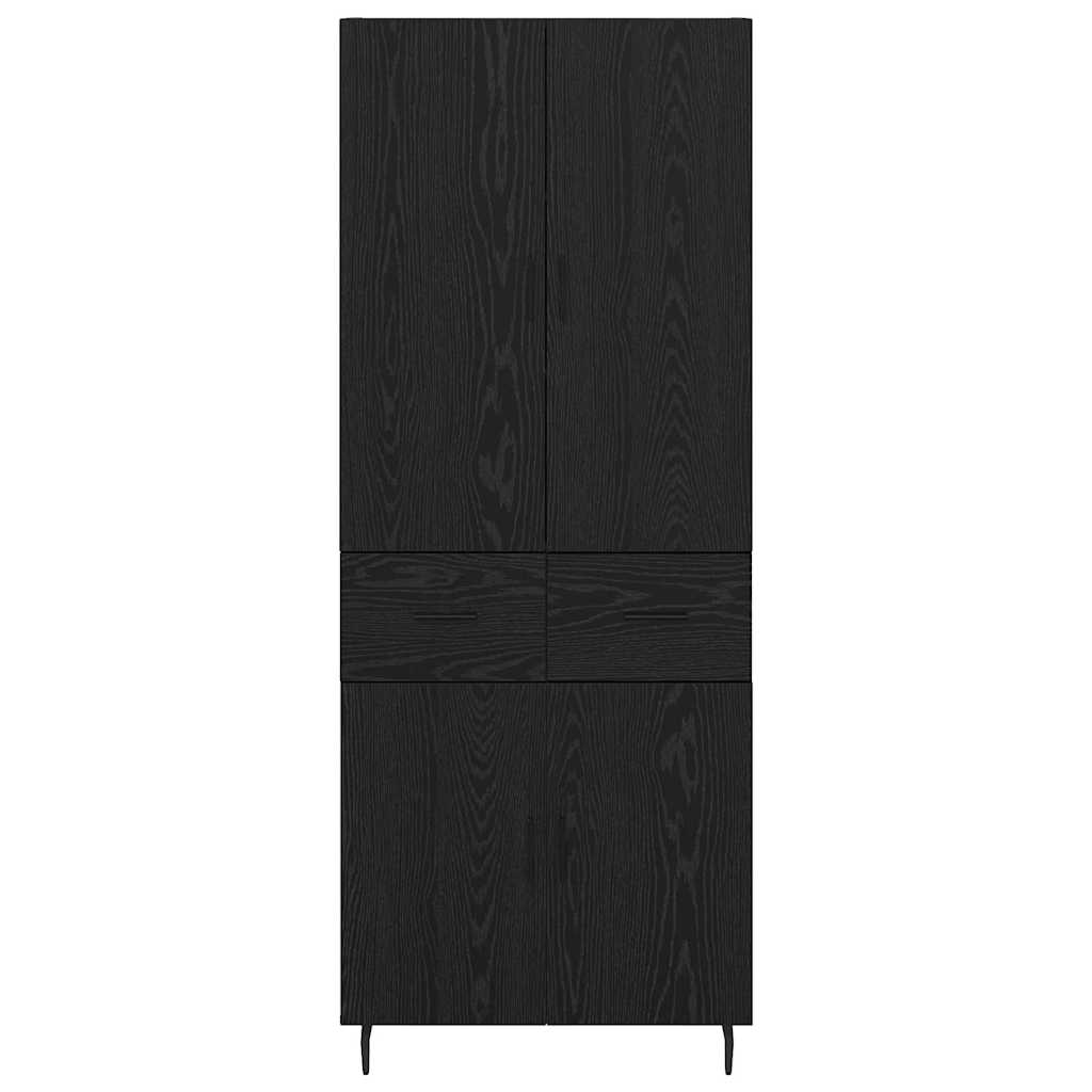 Highboard 2 pcs Schwarz Eichen-Optik Engineered Wood und Glas