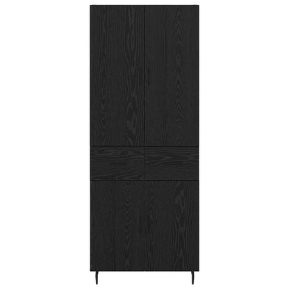 Highboard 2 pcs Schwarz Eichen-Optik Engineered Wood und Glas