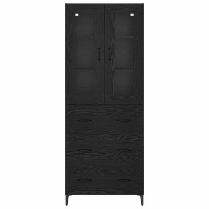Highboard Schwarz Eichen-Optik 69,5 x 34 x 180 cm Holzwerkstoff