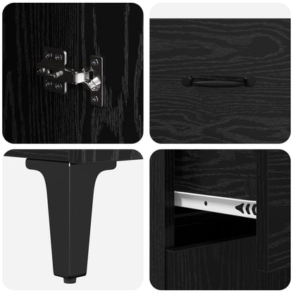 Highboard Schwarz Eichen-Optik 69,5 x 34 x 180 cm Holzwerkstoff