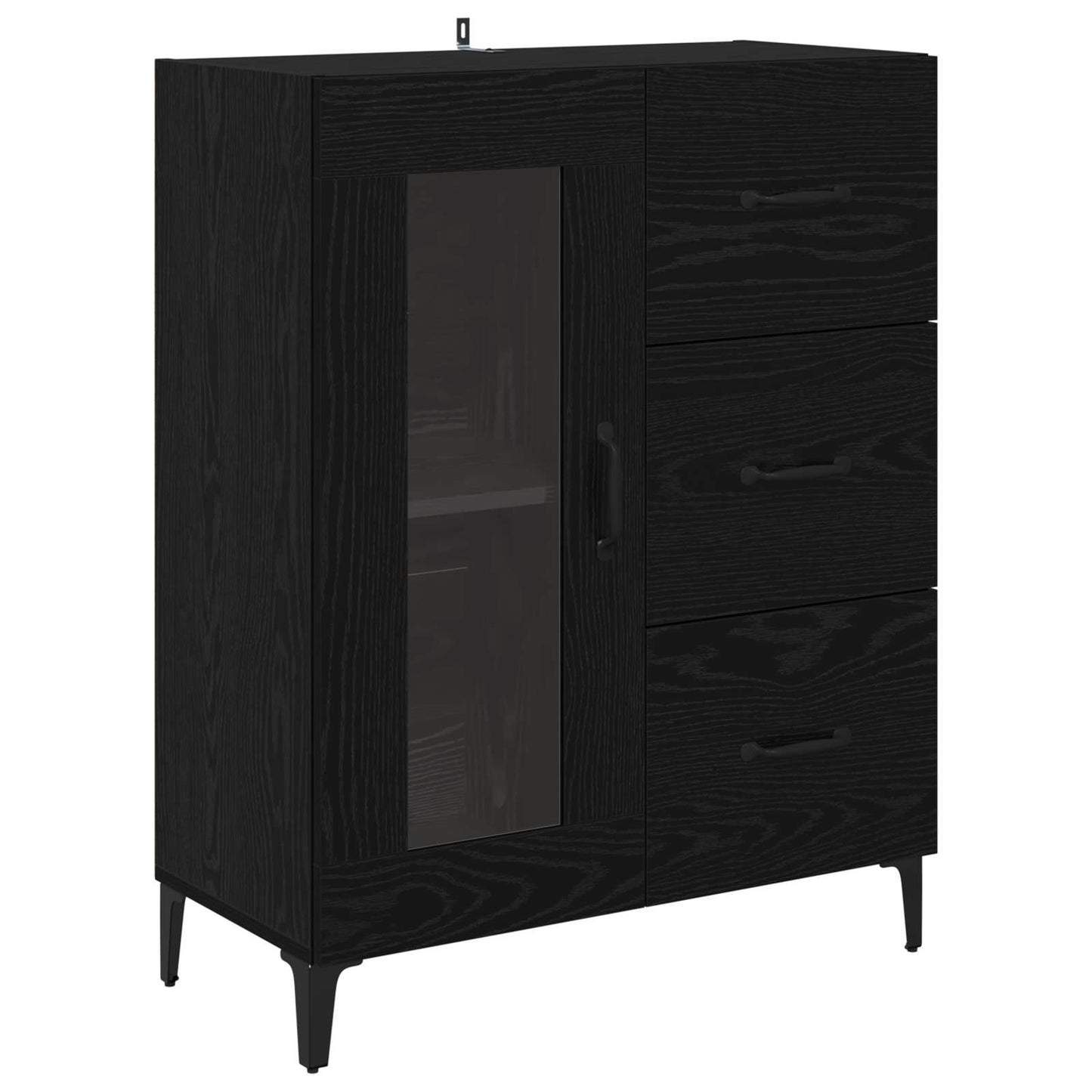 Highboard Schwarz Eichen-Optik 69,5 x 34 x 180 cm Holzwerkstoff