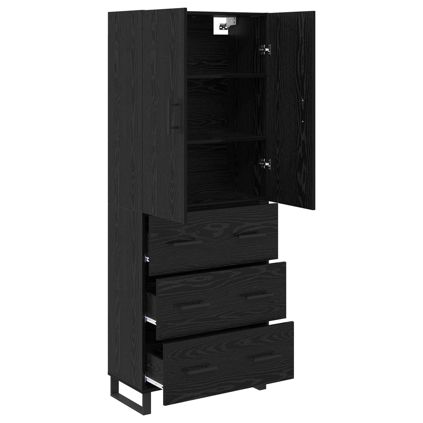 Highboard 2 pcs Schwarz Eichen-Optik 69,5 x 34 x 180 cm