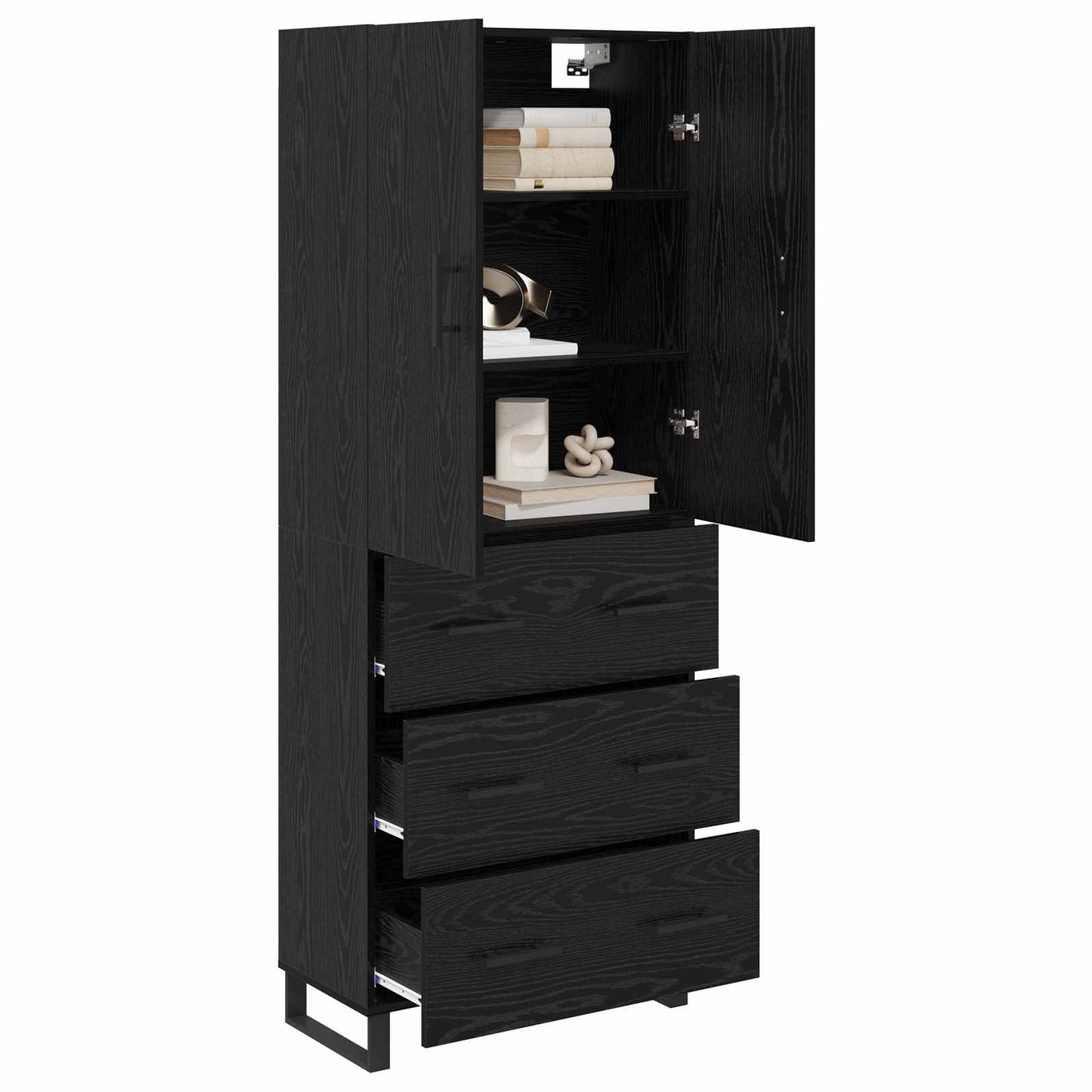 Highboard 2 pcs Schwarz Eichen-Optik 69,5 x 34 x 180 cm