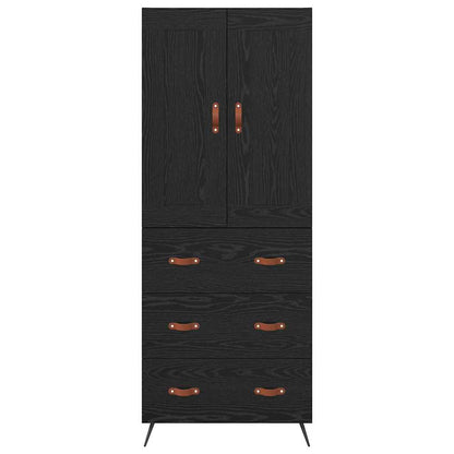 Highboard Schwarz Eichen-Optik 69,5 x 34 x 180 cm Holzwerkstoff