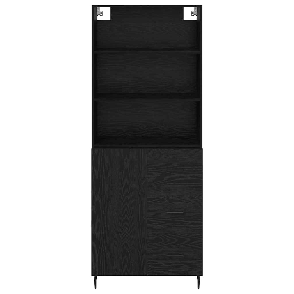 Highboard Schwarz Eichen-Optik 69,5 x 34 x 180 cm