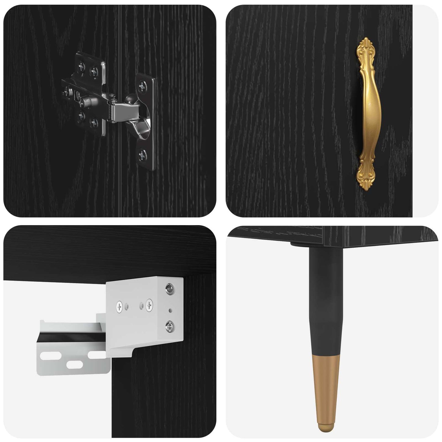 Highboard Schwarz Eichen-Optik 69,5 x 34 x 180 cm Holzwerkstoff