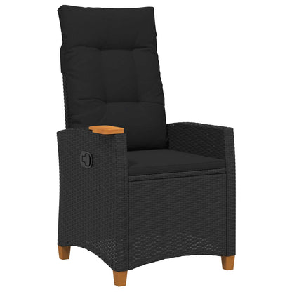 Liegestuhl mit Teeteller Schwarz 62 x 64 x 112 cm Poly-Rattan