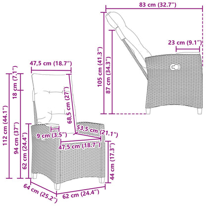 Liegestuhl mit Teeteller Schwarz 62 x 64 x 112 cm Poly-Rattan