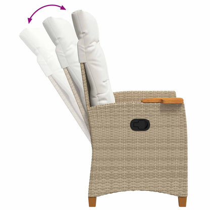 Liegestuhl mit Teeteller 62 x 64 x 112 cm Poly-Rattan
