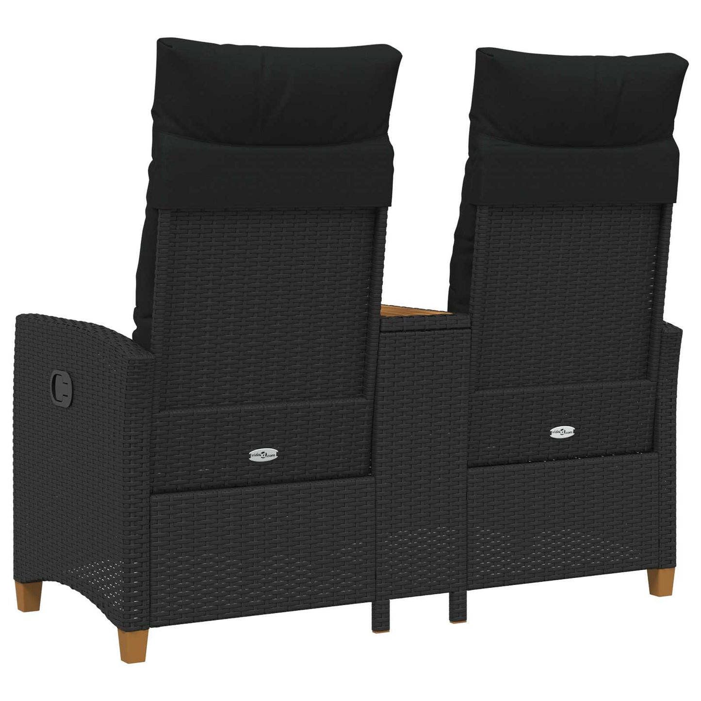 Liegebank mit Tisch Schwarz 126 x 65 x 112 cm Poly-Rattan