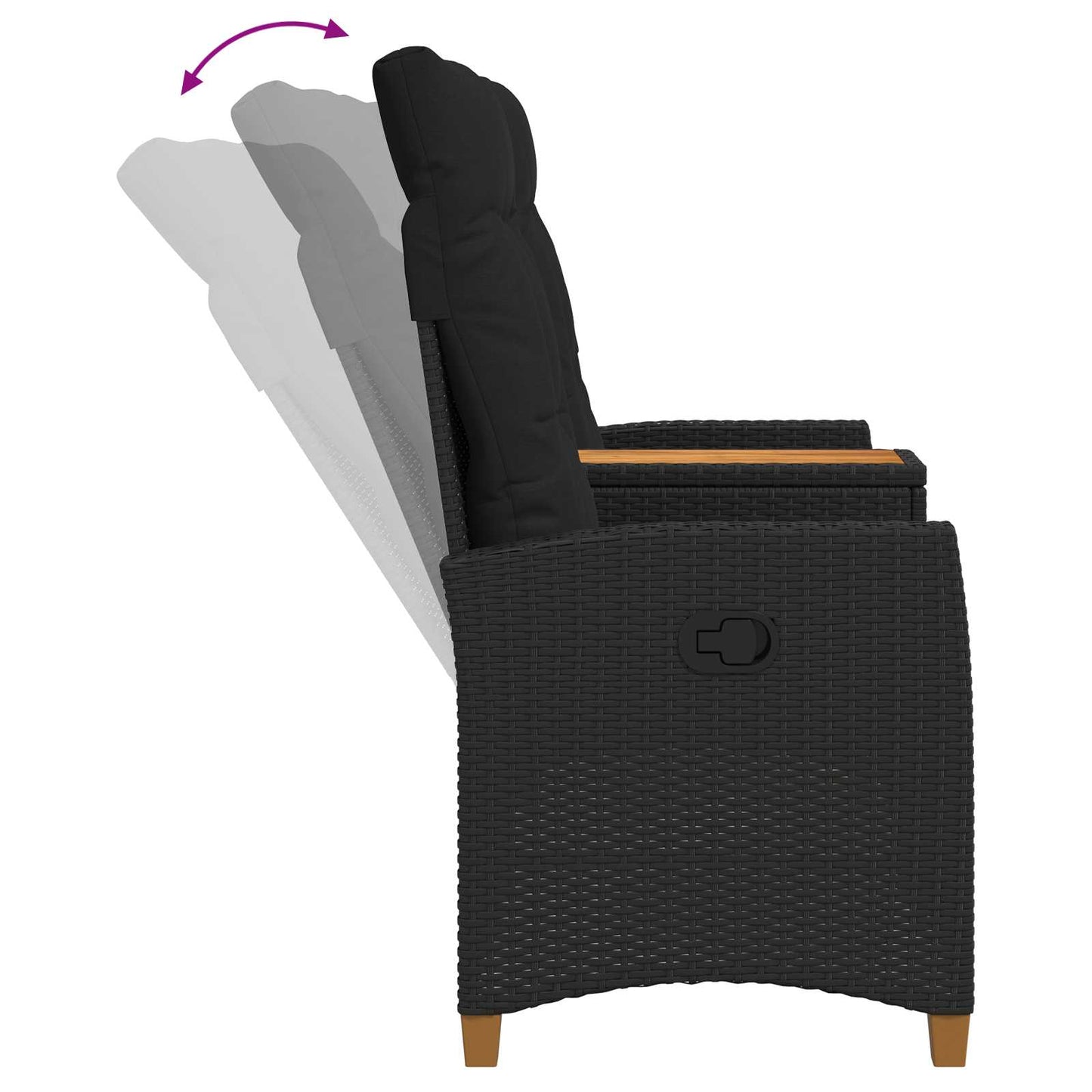 Liegebank mit Tisch Schwarz 126 x 65 x 112 cm Poly-Rattan