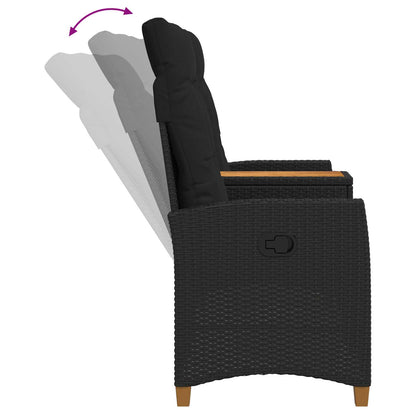 Liegebank mit Tisch Schwarz 126 x 65 x 112 cm Poly-Rattan